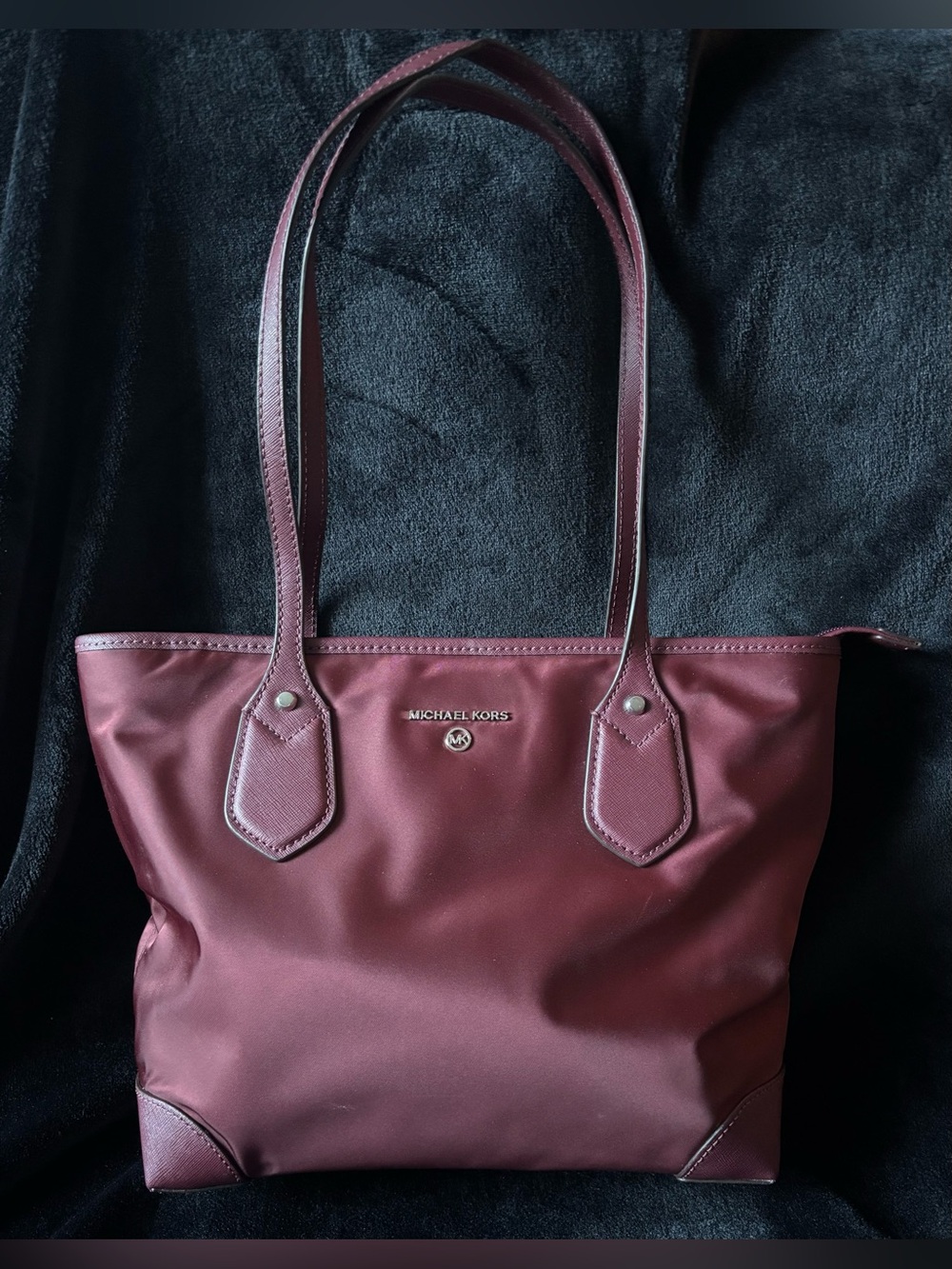 Michael Kors Eva Large Tote Dark Berry/Merlot Zip Shoulder Bag